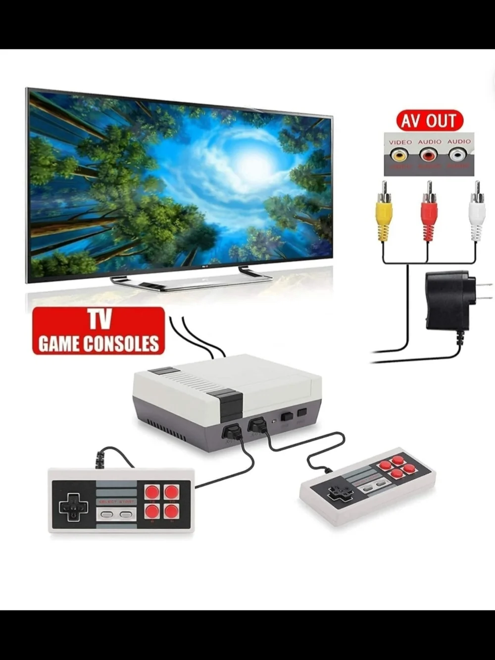 Retro MINI Entertainment System Game Console with Gray and Black Controllers